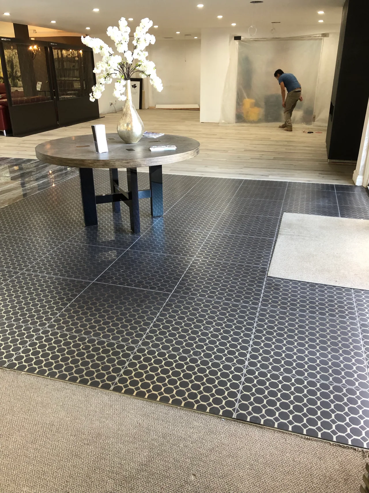 Flooring installation with clean transitions and finish work