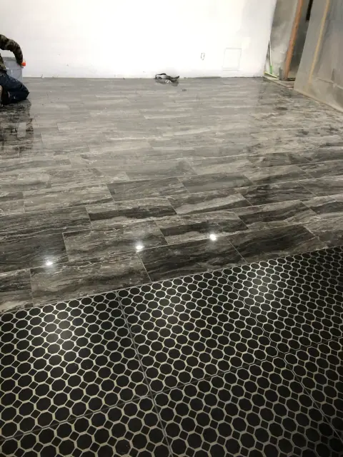 Flooring installation in a bright residential room
